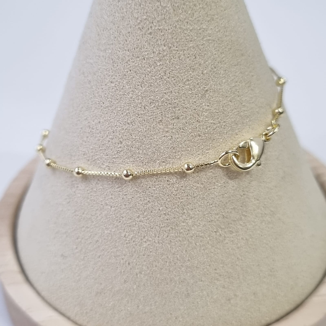 Pulsera Veneciana Bolitas Finas Enchape de Oro (17 CM)