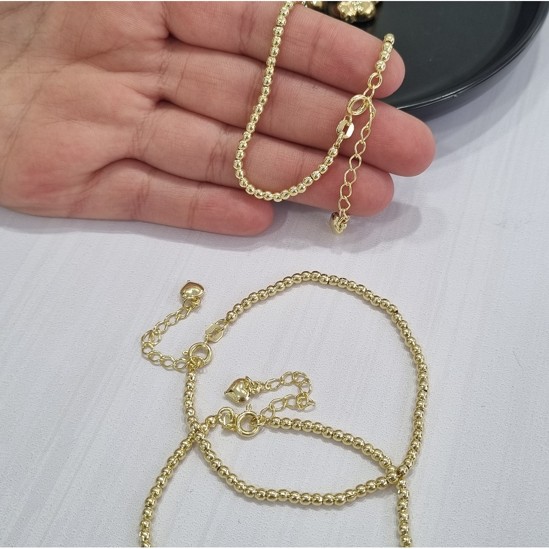 Pulsera Pelotitas Enchape de Oro