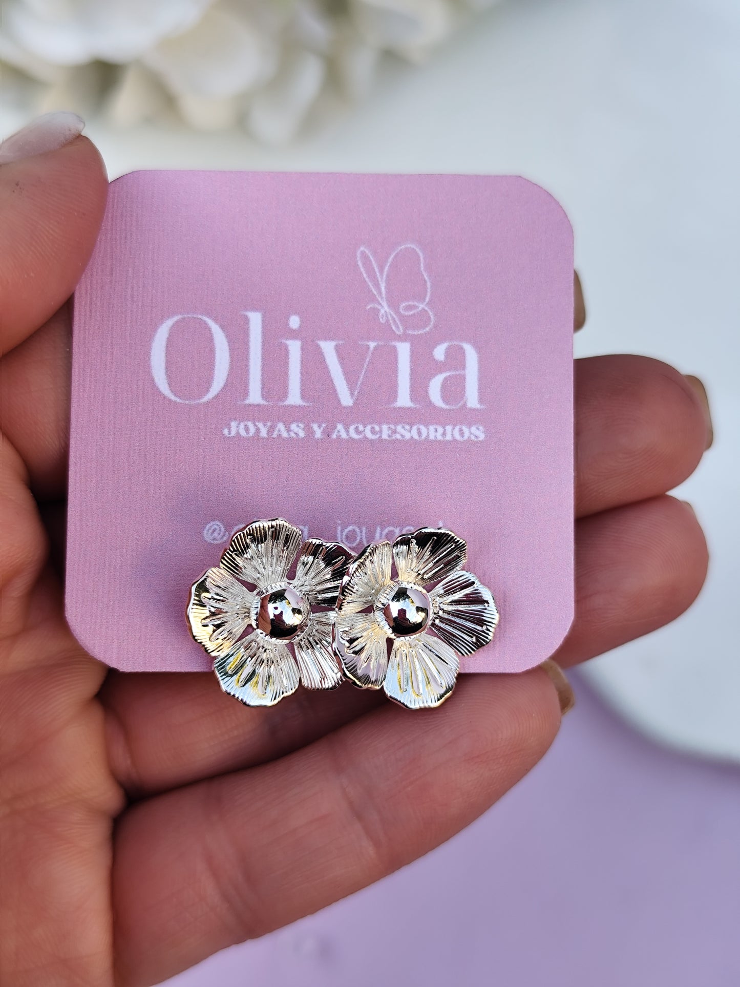 Aros Flor Enchape de Plata