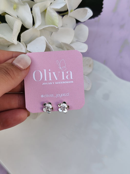 Aros Mini Flor Enchapado en plata