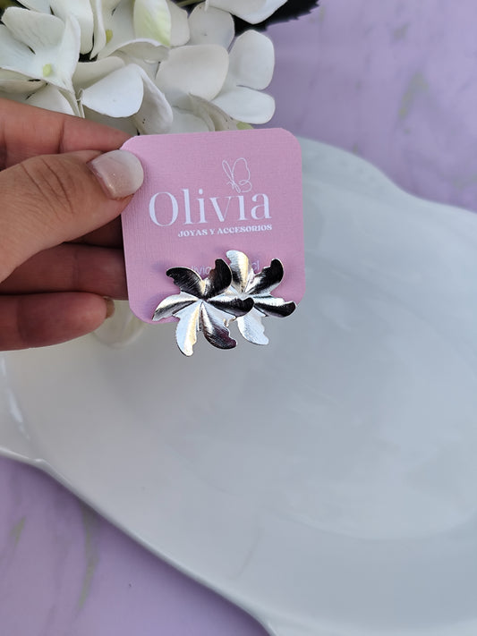 Aros Flor Spinner Enchape de Plata