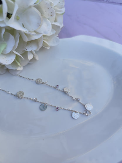 Collar Circulo y Circón Enchape de Plata